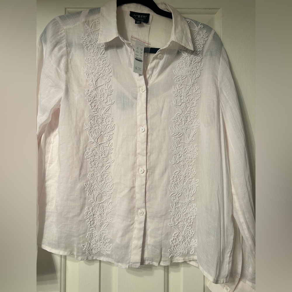 J.Crew Collection beaded button-up shirt in ramie - Picture 10 of 15
